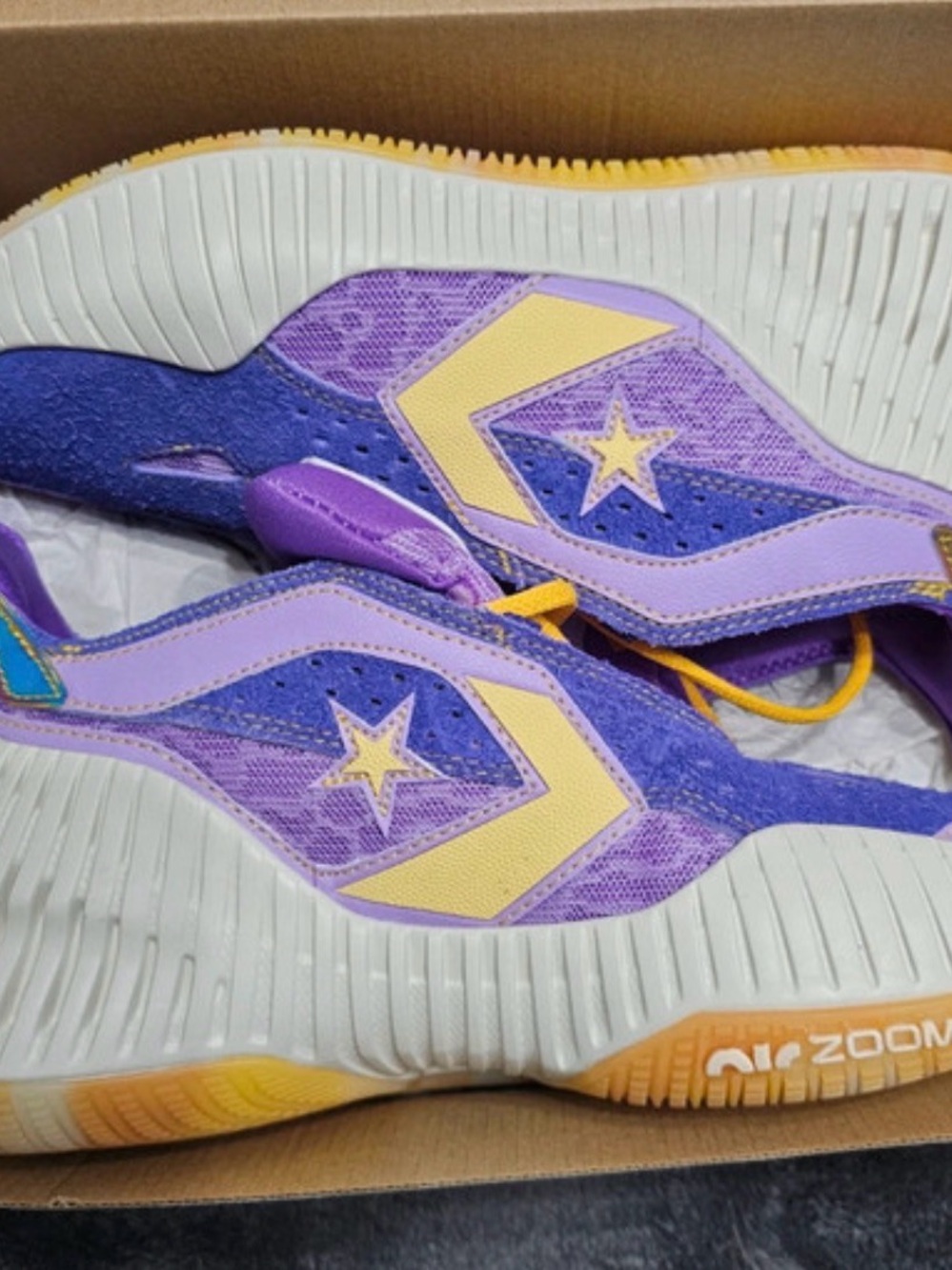 Converse Purple and Yellow Star Low-Top Sneakers